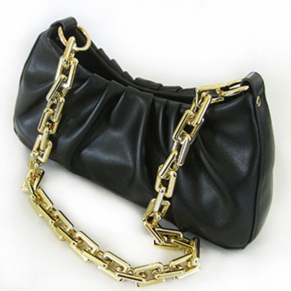 Black ruched shoulder bag